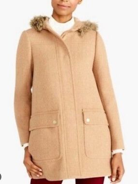 J. Crew Vail Parka Faux Fur Trim Hood Wool Blend Size 4